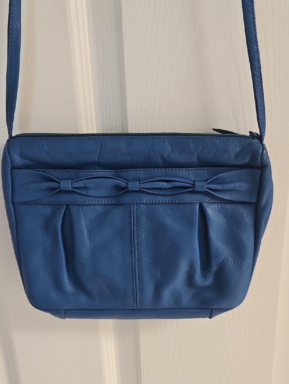 Vintage Blue Leather Crossbody Bag